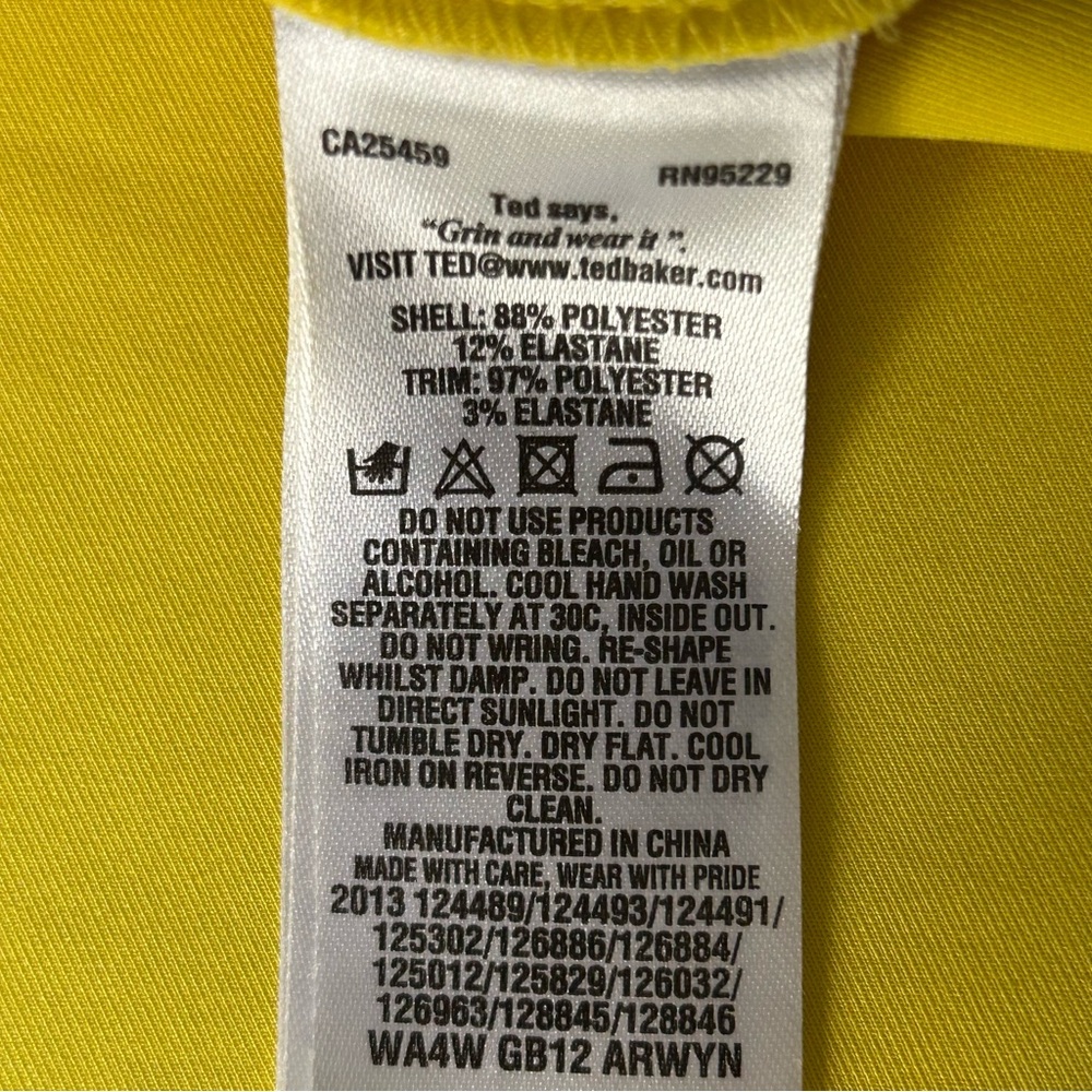 Ted Baker London Sew In Love Yellow Arwyn Panelled Sleeveless Skater‎ Dress - Picture 12 of 13